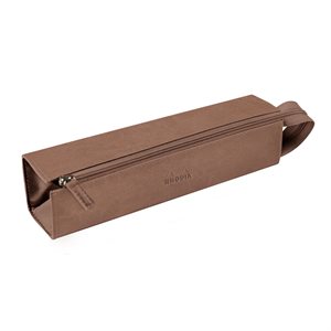Rhodiarama zippered hard case pencil box TAUPE italian leath