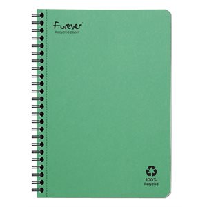 FOREVER premium, wirebound notebook A5 90g recycled Green 60
