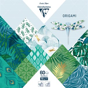 ORIGAMI pack 60 sheets 15x15cm - Vegetal chic