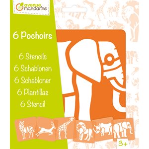 6 Pochoirs assortis Animaux de la savanne