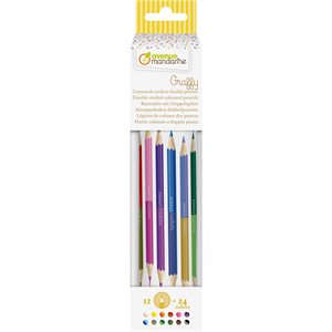 TUBE OF 12 DOUBLE-ENDED COLOURED PENCILS